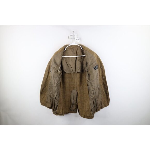 Vintage 70s Streetwear Mens 42L Wool Tweed Suit Coat Blazer Jacket Beige Plaid - Picture 11 of 16